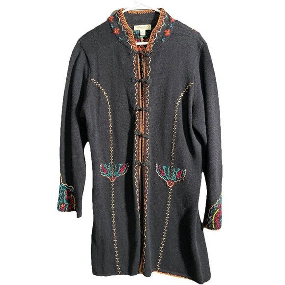 Coldwater Creek Womens Med Vtg Beaded Embroidered Duster Cardigan Boho Country - Picture 1 of 5